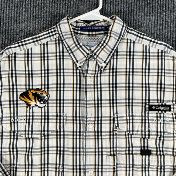 Missouri Tigers Mizzou Columbia Shirt Mens Large White Plaid Button Down - Picture 4 of 16